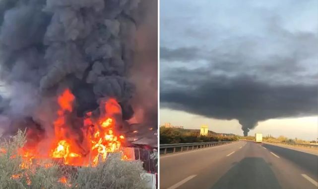 Bursa'da geri dönüşüm tesisinde yangın! Şehrin üstünü siyah duman kapladı